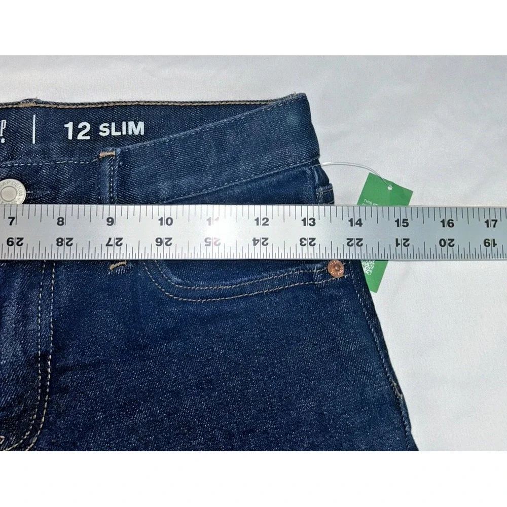 Gap Denim Jeans Girls 12 Slim NWT Straight Leg Adjustable Dark Wash MSRP $39.99